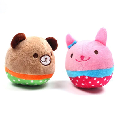 Cute Small Animal Eco-Friendly Plush Dog Toy Rabbit Penguin Chick Bear Ball Shaped Squeaky Toy Bulk