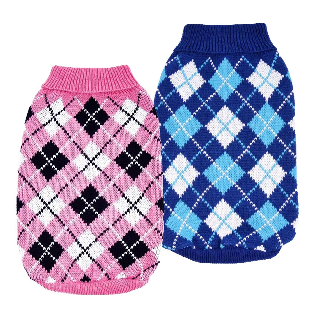 Hand Crochet Acrylic Geometric Pattern Winter Dog & Cat Sweater Durable Elastic Farmhouse Modern Design XS-XXXL Sizes