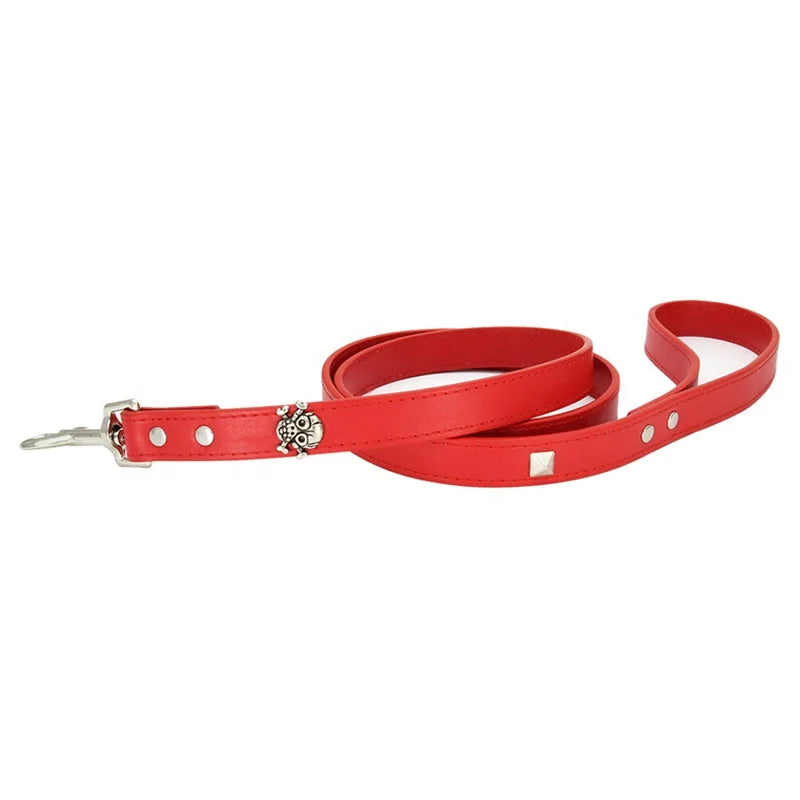 Wholesale GorisPet Luxury Punk Fashion Dog Leash Skeleton Skull Bone Decoration PU Material Solid Pattern Metal Ornaments
