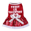 Valentine Dress for Dogs-Red 'Sweet Lil Valentine' Holiday Outfit Snowflake Print Polyester Cute Lightweight Dog Summer Spring