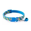 Hot Selling Reflective Diagonal Pattern Printed Pet Nylon Collar Soft Adjustable Small Bell Buckle Closure for Dogs & Cats