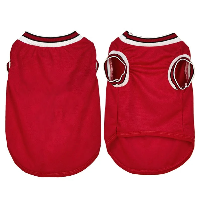 Breathable Polyester Mesh Fabric Sport Style Animal Print Pet Summer Shirt Solid Color Dog Shirts Custom Logo Acceptable