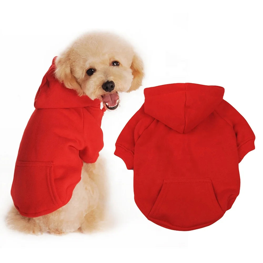 High Quality Eco-Friendly Fleece Cotton Dog Hoodie Classic Cute Pocket Solid Plain for Winter Spring Halloween Available Small
