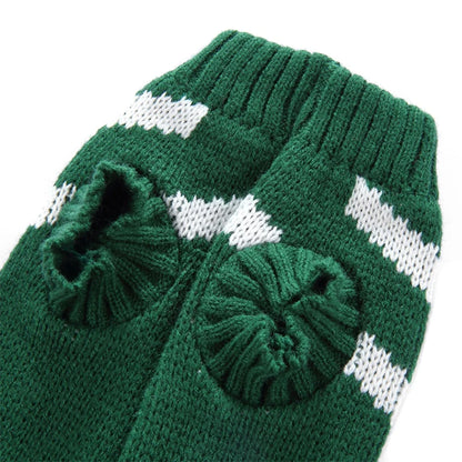 Custom Modern Leisure Stripe Acrylic Dog Sweater Green Pure Color Winter for Fall
