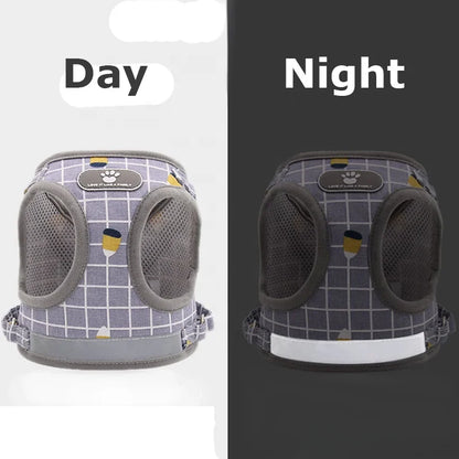 Classic GorisPet Polyester Pet Harness Reflective Stripe Breathable Mesh Illuminated Lights Plaid Cat Leash Small Dogs Fur All
