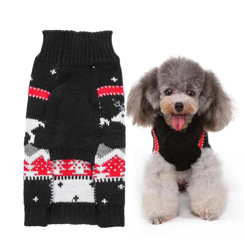 Classic Animal Reindeer Print Acrylic Dog Christmas Sweater Small to XXL in Shirt Style for Winter & Summer Use