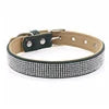 Elegant Solid Retro Suede Rhinestone Dog Collar with D-Ring Durable PU Leather Adjustable Buckle for Cats & Dogs