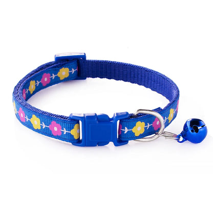 Cute Modern Floral Durable Dog Collar for Cats Dogs Colorful Polyester Nylon Ribbons Adjustable Safety Buckle Vibrant 6-Piece