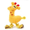 Corn Fleece Giraffe Dog Soft Plush Toy Cotton Rope Legs Squeaky Chew Toy Interactive Teething Toys for Small & Medium Dogs Bag