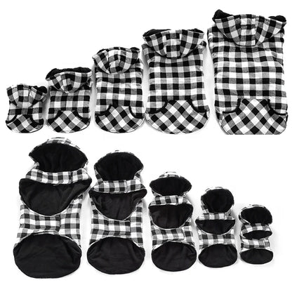Classic Grid Luxury Cotton Padded Polyester Winter Coat for Big Dogs XL/XXL Autumn Season Pet Apparel with Harness Hole Leash