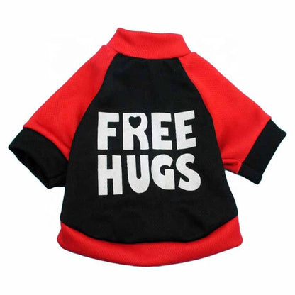 FREE HUGS Custom Words T Shirt Dogs Fashion Collision Color Pet Sweatershirt Summer/Spring Polyester Bulk Dog Shirts Print
