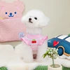 Cute Cherry Embroidered Pet Vest Small Dogs Cats-Spring Summer Lightweight Striped Pattern Breathable Cotton Blend Princess Cut