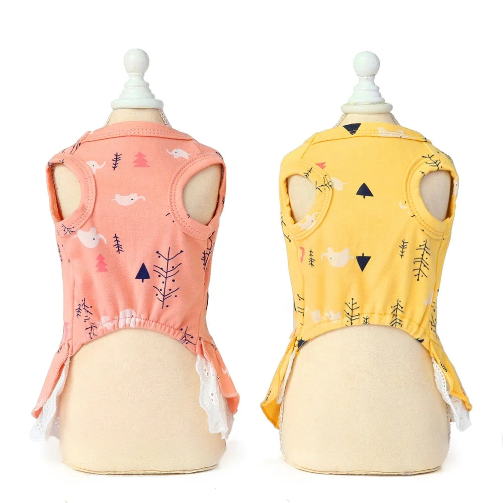 Cute Animal Printing Cotton Pet Coats Leisure Style for Small Dogs Autumn Spring Summer Sizes XXL XL