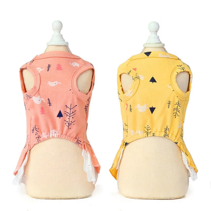 Cute Animal Printing Cotton Pet Coats Leisure Style for Small Dogs Autumn Spring Summer Sizes XXL XL