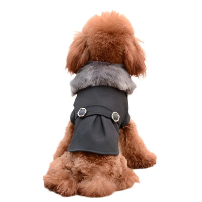 Hot Selling XL Black and Gray Super Soft Fur Collar Accessories for Coats Dogs Nice Winter Woolen Pet Coat Warm and Comfortable