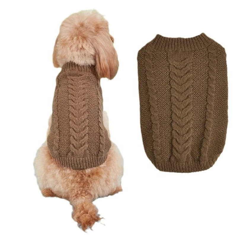 High Quality Autumn Winter Eco-Friendly 100% Cotton Pet Cats Dogs Sweater Fashionable Plaid Twist Knitted Warm Clothing