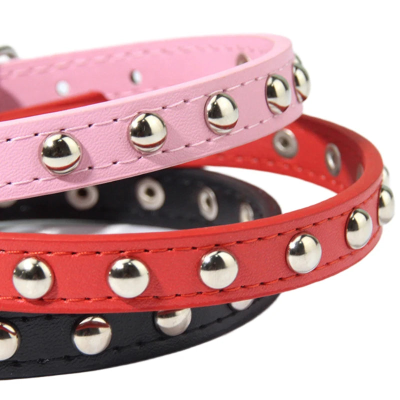 Luxury Classic PU Leather Dog Collar Studs Houndstooth Pattern-13 Colors Available Stylish for Dogs Cats Durable All Seasons