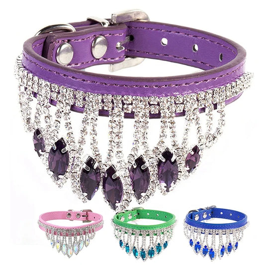 Luxury Blingbling XS Size Solid Pattern Cat Dog Collars Elegant Rhinestone Sparkling Jewel Beaded Charms for Spring Summer