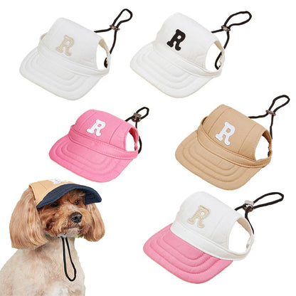 Adjustable Comfortable Eco-Friendly Breathable Solid Canvas Cats Pet Hat Summer Fashion Sport Style Baseball Ear Cap Flat