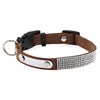 Modern Elegant Durable Sparkly Rhinestone Dog Collar ID Tag Adjustable Soft Microfiber Neckband D-Ring for Cats & Small Dogs