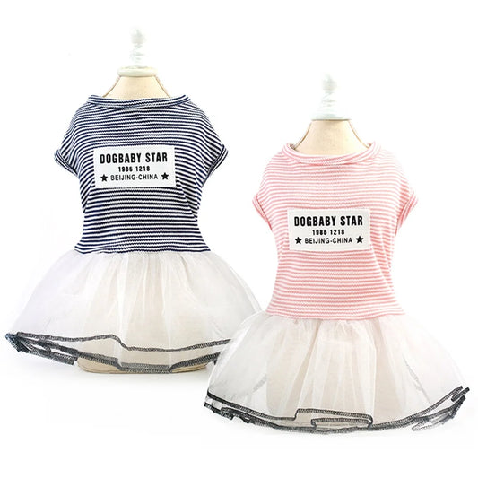 Elegant Lace Design Summer Dress for Small Pets Classic Striped Luxury Cute Pet Apparel Accessories for Dogs for Spring Season