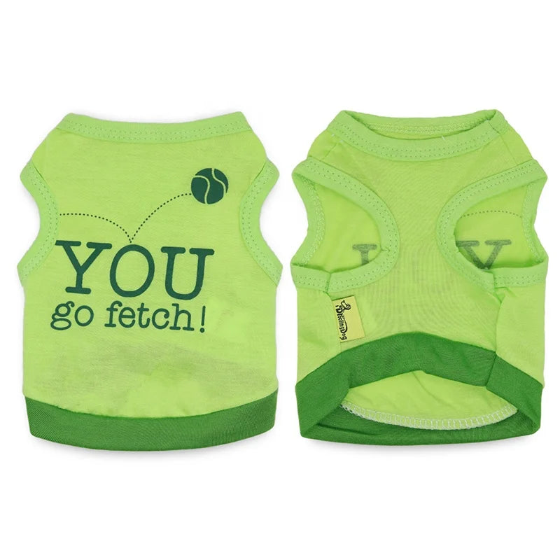 You Go Fetch Cotton Sport Jersey for Small Dogs XS and XL Sizes Print Pattern Summer Spring Apparel Accessory