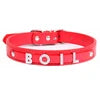 Wholesale Custom Waterproof Dog Collar Solid Color PU Leather Rhinestone Name Letters DIY Personalized Pet Collar Small