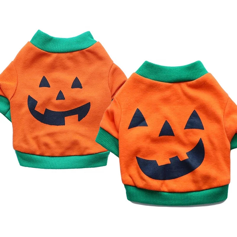 Wholesale Best Price Pumpkin Head Pet Sweatershirt Print Design Summer Winter Halloween Style Apparel for Dogs and Cats