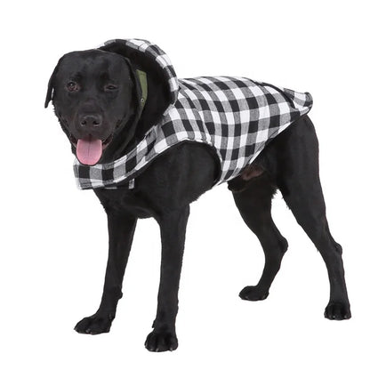 Classic Grid Luxury Cotton Padded Polyester Winter Coat for Big Dogs XL/XXL Autumn Season Pet Apparel with Harness Hole Leash
