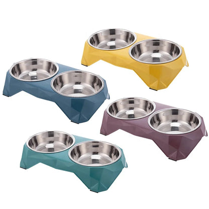 High Feet Anti-Skid Reptile Feeder Stainless Steel Bowls PP Stand Modern Waterproof Solid Rounded Cervical Vertebrae Neck