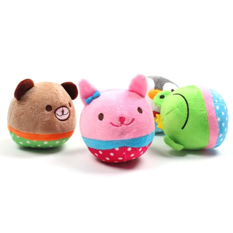 Cute Small Animal Eco-Friendly Plush Dog Toy Rabbit Penguin Chick Bear Ball Shaped Squeaky Toy Bulk