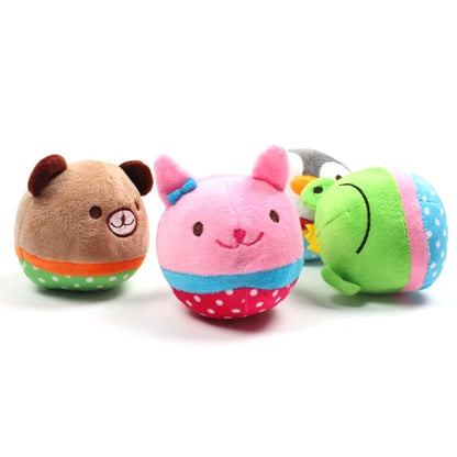 Cute Small Animal Eco-Friendly Plush Dog Toy Rabbit Penguin Chick Bear Ball Shaped Squeaky Toy Bulk