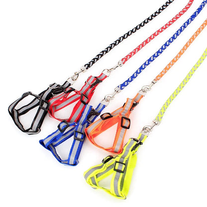 Eco-Friendly Reflective Braided Dog Harness Leash Set Fur Trim Adjustable Pet Vest Rope Handle for Small/Medium Dogs Durable