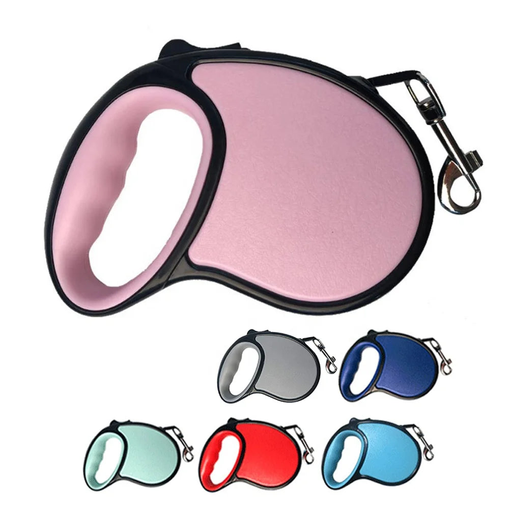 Nylon Retractable Dog Slip Lead Durable Fashion Solid Candy Color with Ribbons for Small Dogs Hands-Free