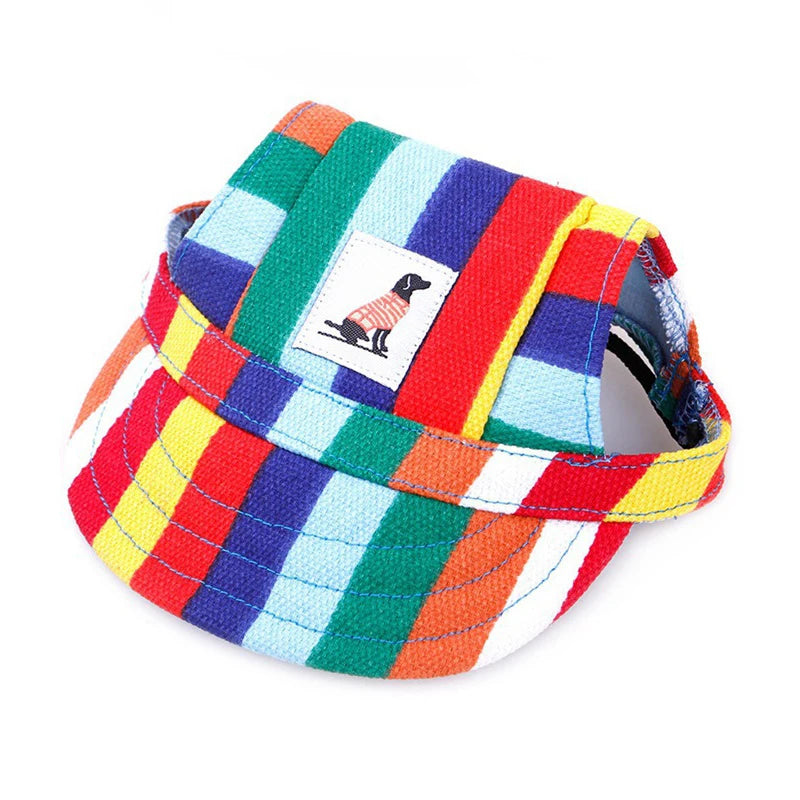 Pet Baseball Cap Adjustable Chin Strap Open Ear Design Dog Cat Sun Visor Hat Solid Pattern Breathable Eco-Friendly Mesh