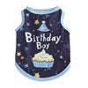 Birthday Pet T-Shirt for Small Dogs Cats-Lightweight Polyester Breathable Summer Clothing Birthday Boy/Girl Striped Cupcake