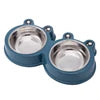 Eco-friendly Small Dog Double Bowls Cute Frog Shape Plastic & Stainless Steel Pet Cat Food Mixing Bowl Water Feeding ODM Supply