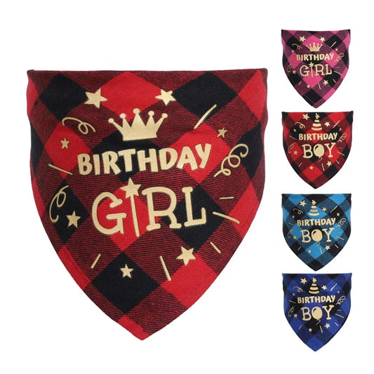 Custom Design Cotton Cat Scarf Dog Bandana Fashion Print Happy Birthday BOY GIRL Adjustable Triangle Spring Summer Winter