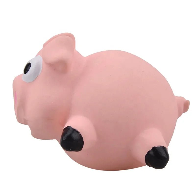 Eco-Friendly Cartoon Cute Pig Shaped Latex Waterproof Dog Chew Toy with Squeaker