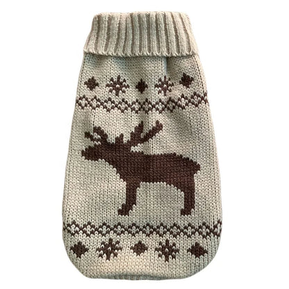 Christmas Reindeer Designer Pet Clothes Cute Cartoon Knitted Wool Jumper Sweater for Small/Large Dogs Cats Winter Cotton Fur PU