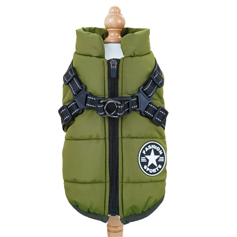 Thick Warm Winter Dog Coat Waterproof Quilted Polyester Jacket Leisure Sports Modern Nordic Design Outdoor Use Soft Fleece Lined