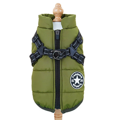 Thick Warm Winter Dog Coat Waterproof Quilted Polyester Jacket Leisure Sports Modern Nordic Design Outdoor Use Soft Fleece Lined