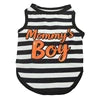 European American Style Summer XS Polyester Dog Vest High Elastic 'Free Kisses' and 'Love Mom Dad' Printed Stripe Pet Clothes