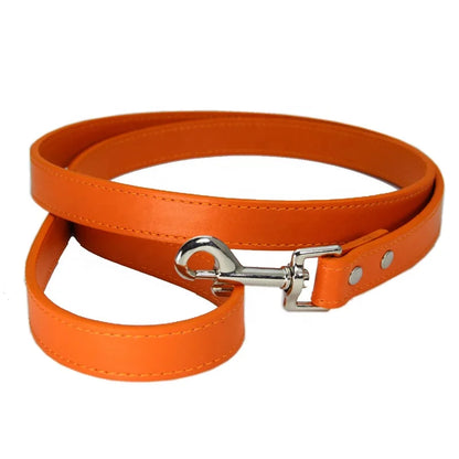 Durable Luxury Dog Walking Lead Simple Solid Candy Colors 16 PU Slip Pet Leash Flat Strap Metal Snap Hook