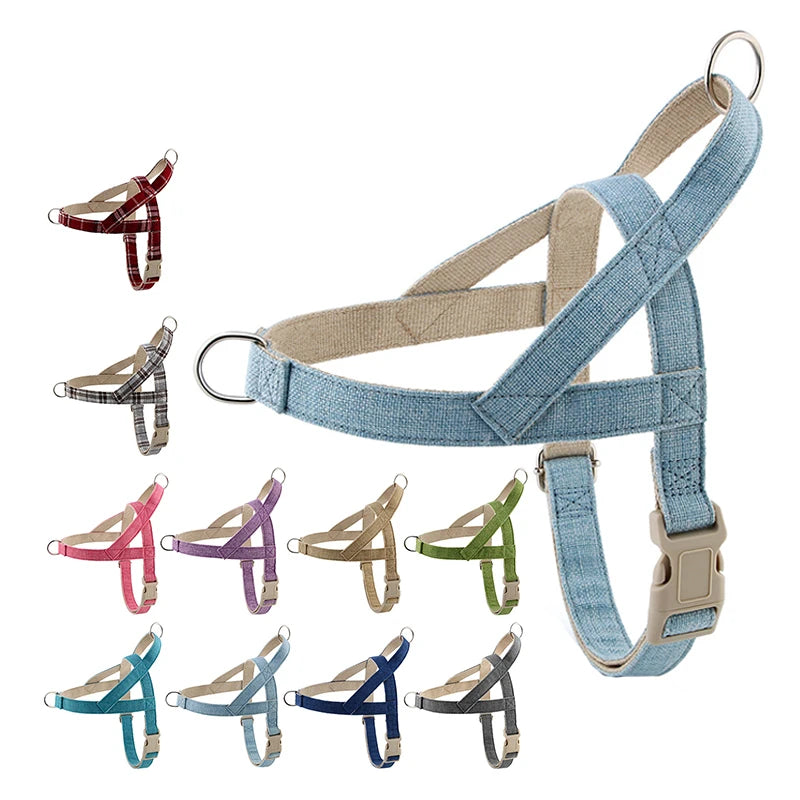 High Quality Oxford Dog Vest for Medium Large Dogs Fashionable Solid Color Durable Linen Harness Breathable Pet Harnesses