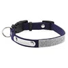 Modern Elegant Durable Sparkly Rhinestone Dog Collar ID Tag Adjustable Soft Microfiber Neckband D-Ring for Cats & Small Dogs