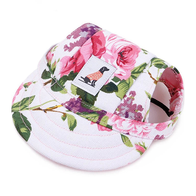 Pet Baseball Cap Adjustable Chin Strap Open Ear Design Dog Cat Sun Visor Hat Solid Pattern Breathable Eco-Friendly Mesh