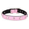 Punk Style Luxury Leather Dog Collar Star Design Fashion Solid Pattern Fur Decoration Metal Buckle Made PU-Ins Pet Leashes