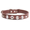 Wholesale Custom Waterproof Dog Collar Solid Color PU Leather Rhinestone Name Letters DIY Personalized Pet Collar Small