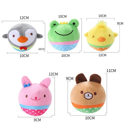Cute Small Animal Eco-Friendly Plush Dog Toy Rabbit Penguin Chick Bear Ball Shaped Squeaky Toy Bulk